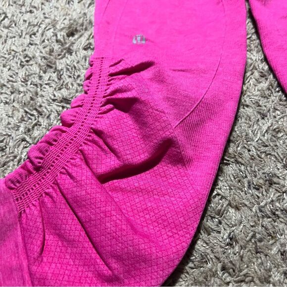 Lululemon In The Flow Crop II Heathered Jewelled Magenta Seamless Leggings Sz 4 - Picture 4 of 9